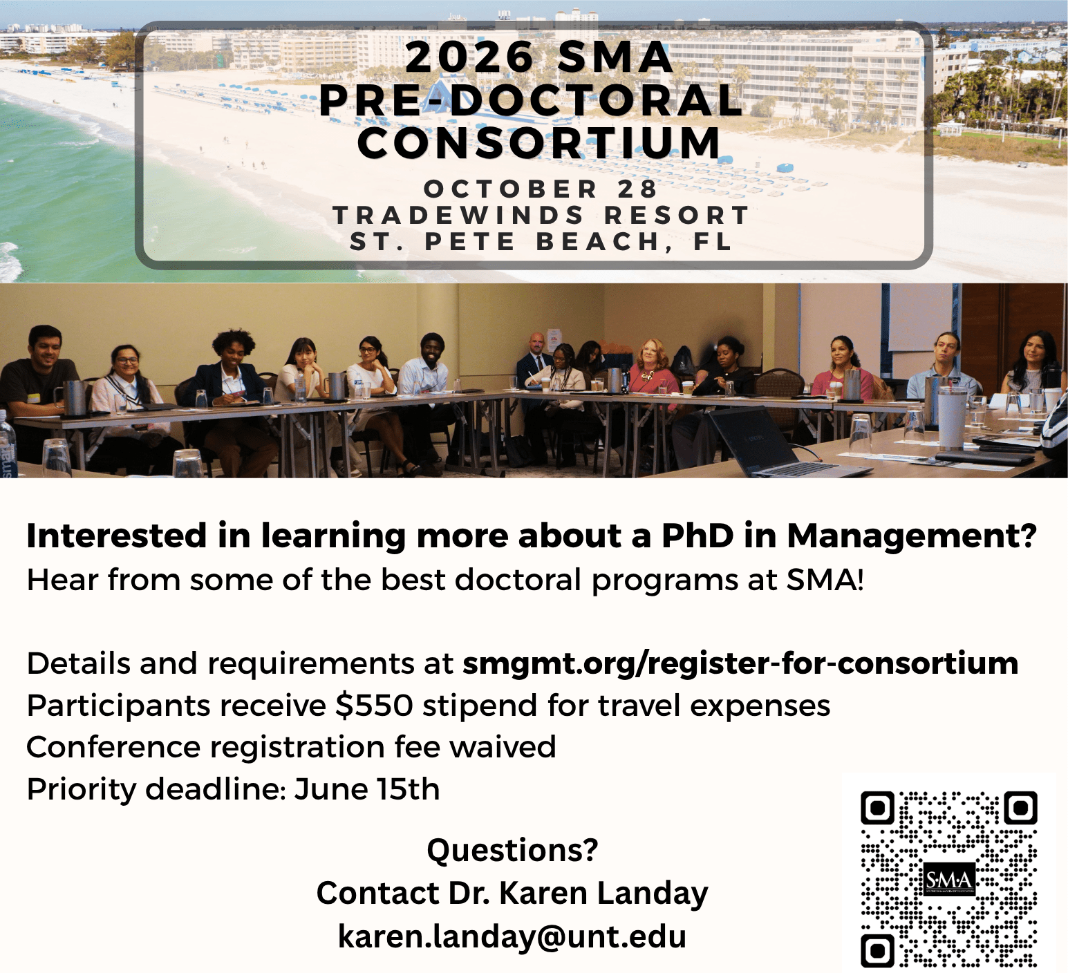 Graphic about southern management association pre-doctoral consortium application